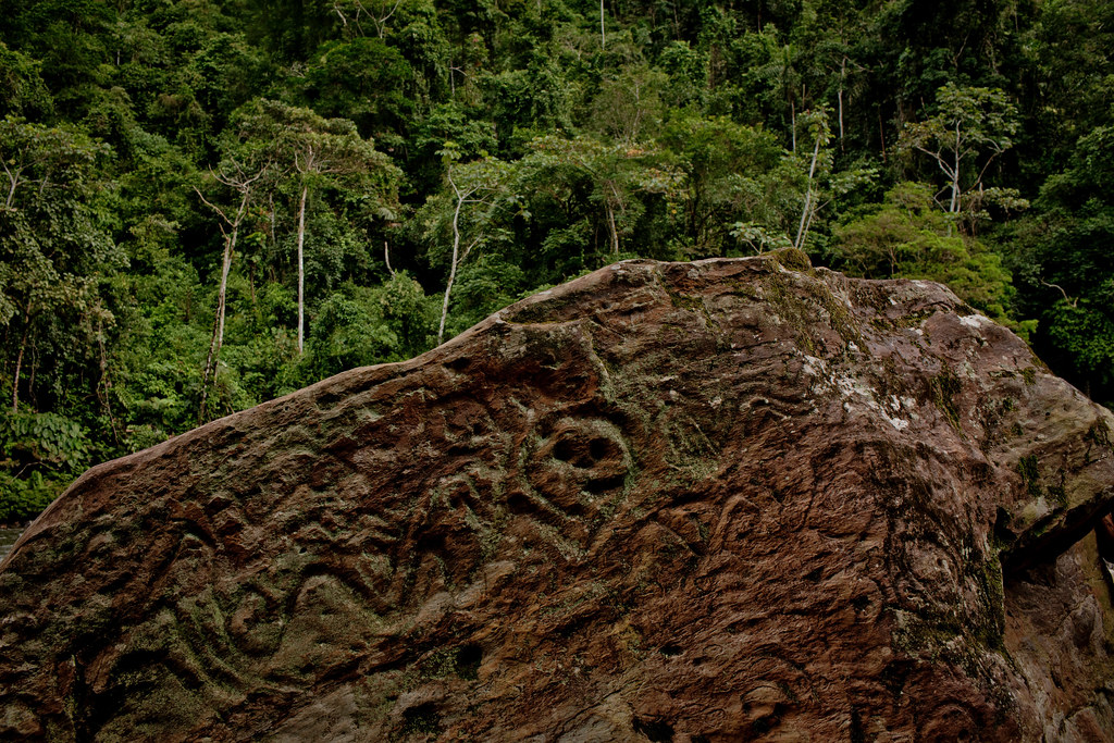 People have lived in Ecuador’s Amazon forests for thousands of years, including the indigenous group who made this petroglyph (rock...