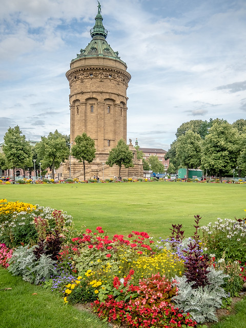 The watertower  and gardens in Friedrichsplatz, Mannheim