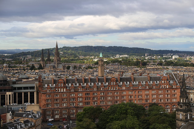 Caledonian Hotel and St Mary's Cathedral from Edinburgh Castle
