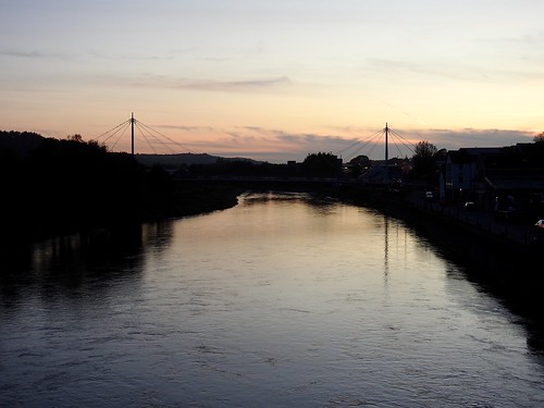 bridge river towy carmarthen dusk