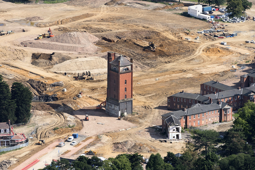 The water tower that once served Severalls Hospital in Colchester - Essex aerial