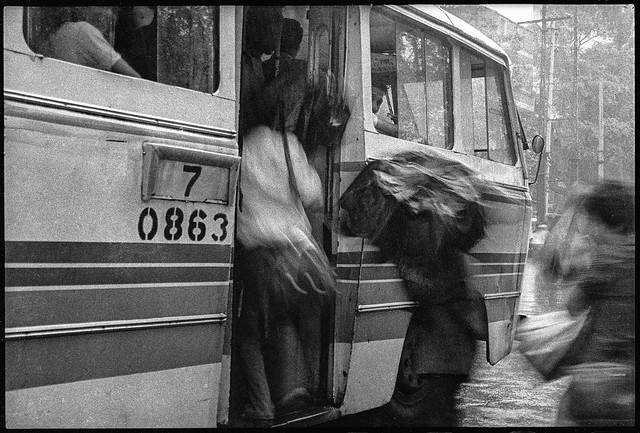 Bus in rain