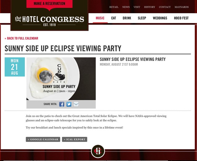 Eclipse Viewing Party Hotel Congress 9 am - Noon
