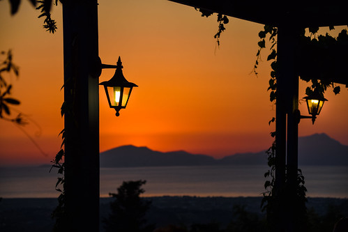 kos greece sun set sunset orange lights sea island focus leaves summer