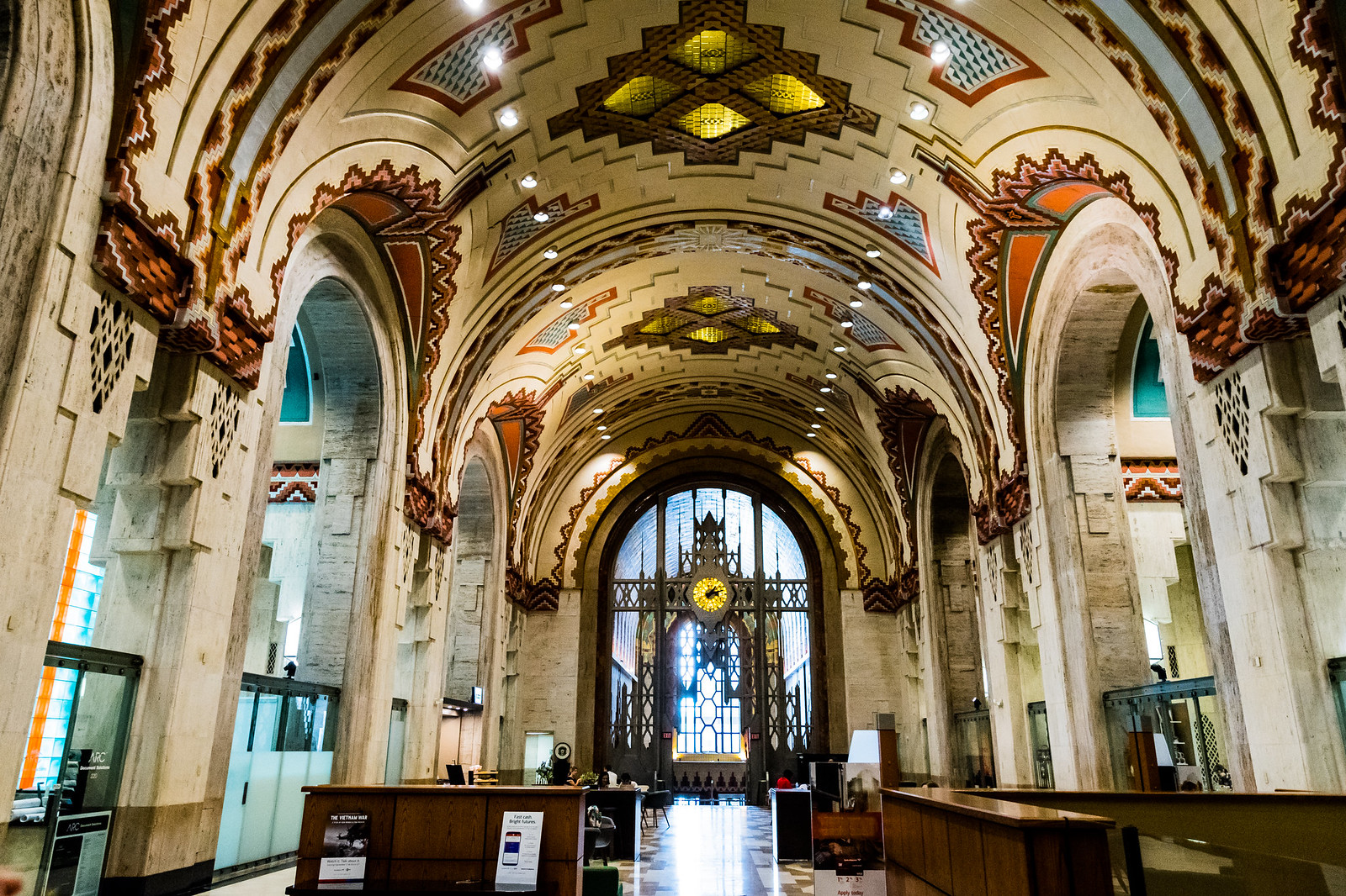 inside the vibrant lobby of the Guardian Building