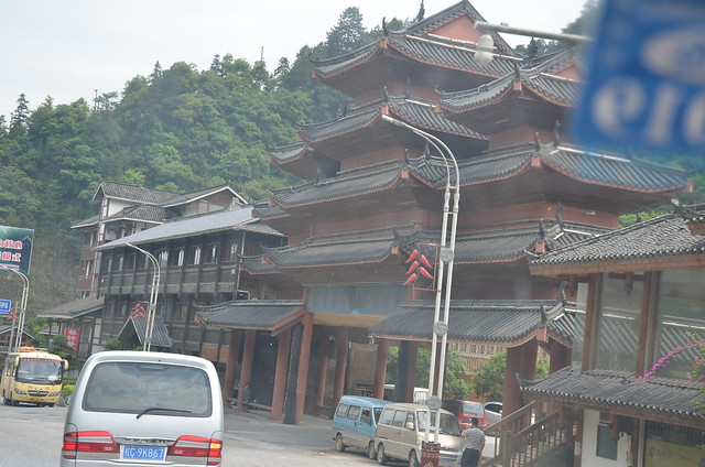 Quaint wooden houses as we approach the Longji scenic area