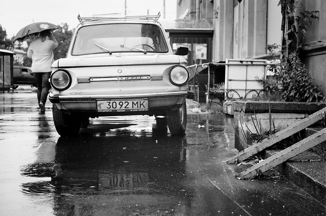 Flower shop and old Sovet car
