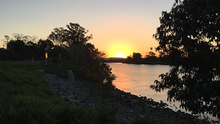 Sunset over the Brisbane River from Ken Fletcher Park, Tennyson, Queensland