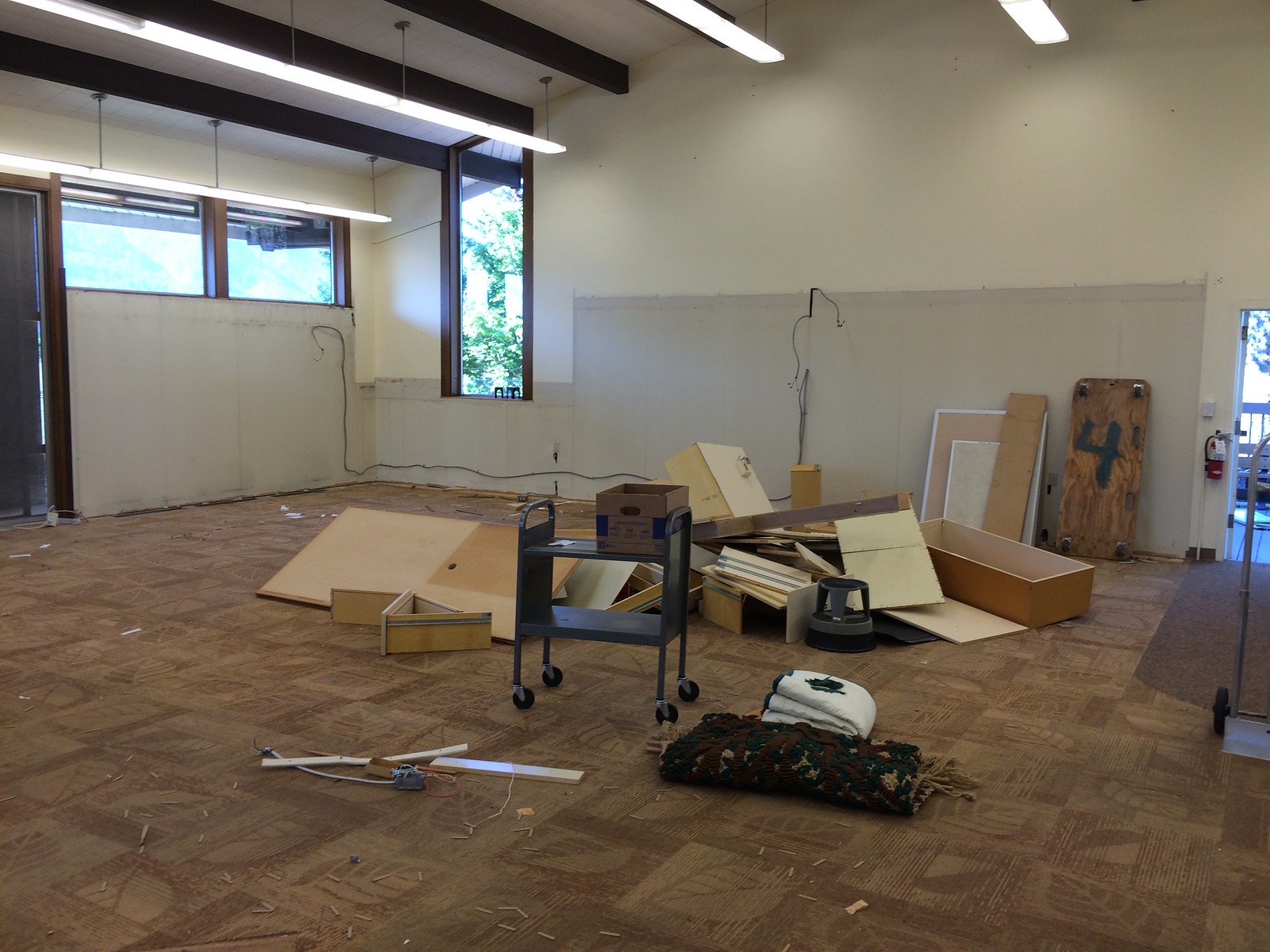 July 12--Looking west while emptying out the library interior