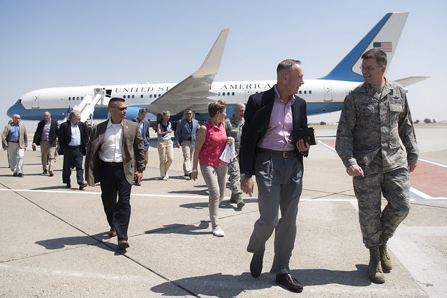 CJCS arrives at Travis Air Force Base for Refuel