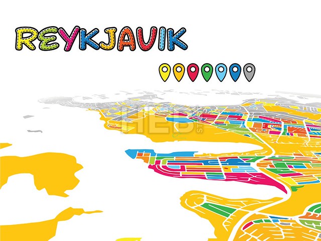 Reykjavik, Iceland, Downtown 3D Vector Map