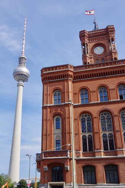 Berliner Fernsehturm (Television Tower) and the Rotes Rathaus