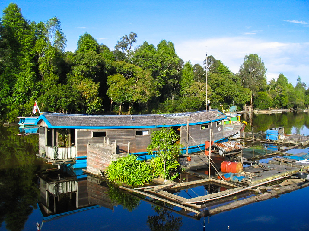 A houseboat on Lake Sentarum in West Kalimantan, Indonesia.