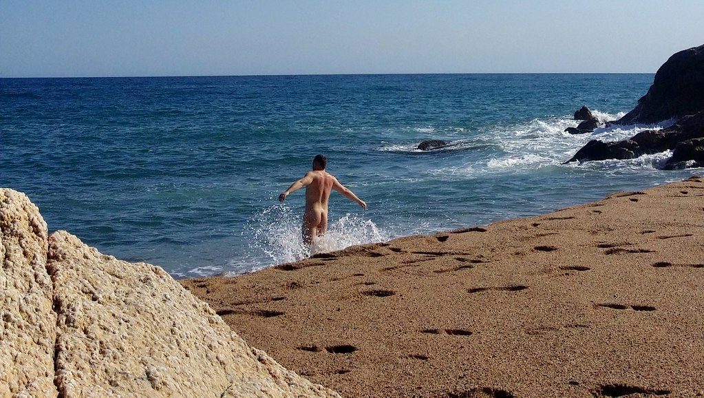 Calella, nudist beach. 