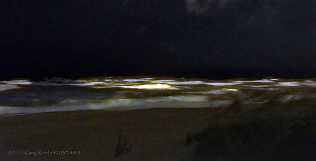 The Waves of Hurricane Matthew approaching OBX at Night