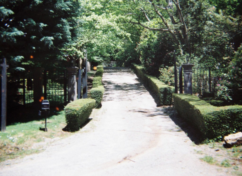 Entrance to a house (hedges, gates)