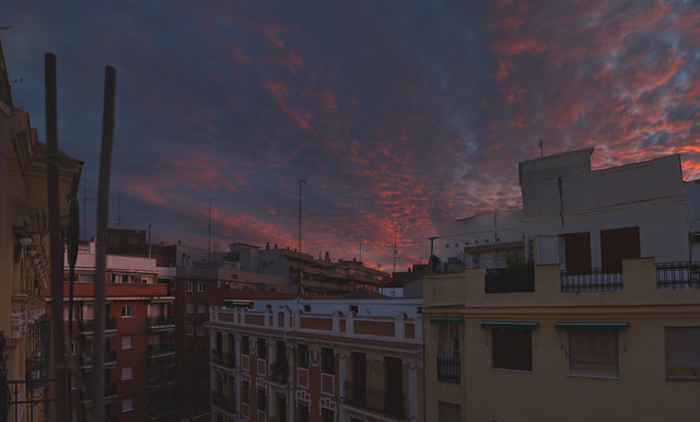 Sunrise POV Terraza de Maria; Calle Mallorca, Lavapies, Madrid (2017)