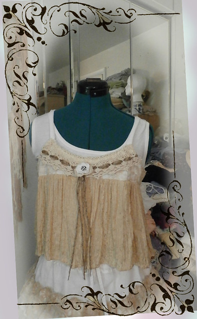 upcycled cami top vintage lace and soft rayon