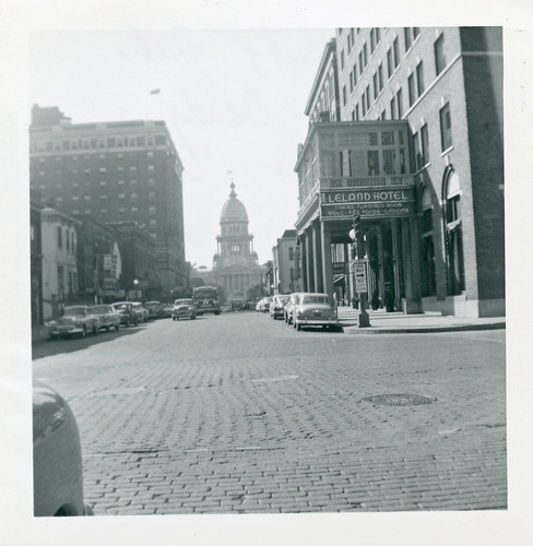 cityscape downtown 1950s 1952 springfield illinois