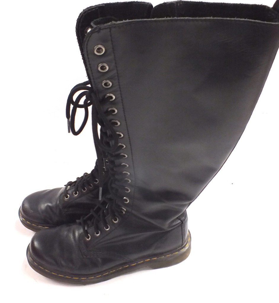 Ladies DR MARTENS Black Genuine Leather Knee High Zip Boot… | Flickr