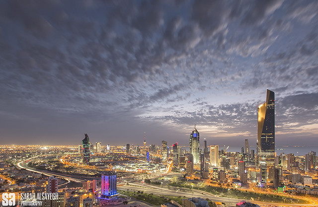 Kuwait - Bnaid Algar Overview Of Kuwait City At Blue Hour