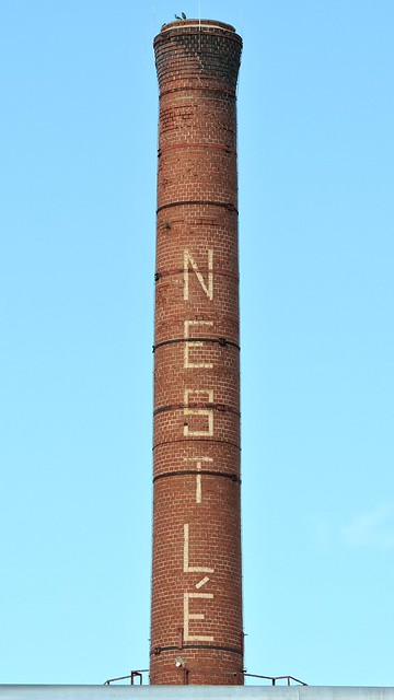 Nestlé smokestack at former plant