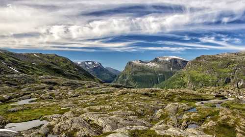 norway geiranger scenic bright blue contrast color colors colours colour clouds cloud forest green heaven hill hills landscape light mountain mountainscape monumental nature outdoors outdoor panorama rock rocks sony sky sun snow valley view wimvandem greatphotographers abigfave