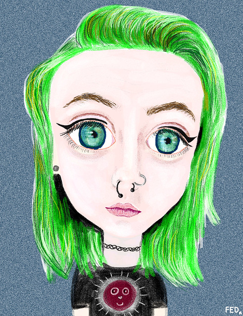 Girl with green hair