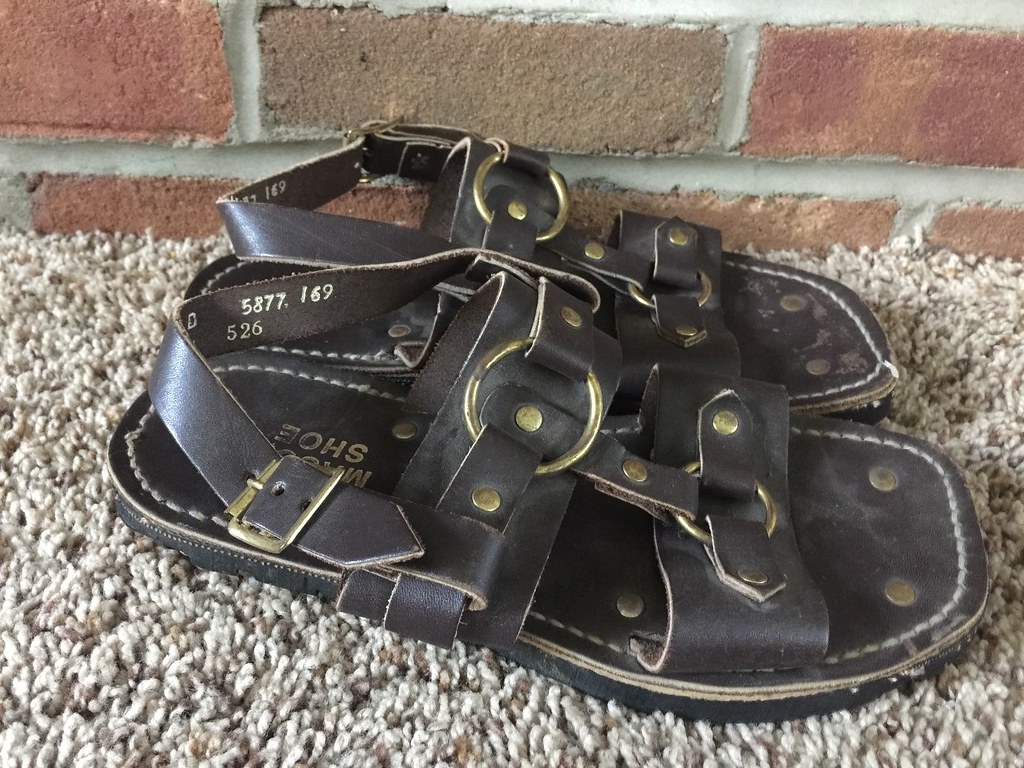 Tire sole Mason Shoe hippie sandals | With brass trimming ...