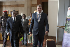 Cameroon's Minister for Forestry and Wildlife and CIFOR's Director General walk to the opening session