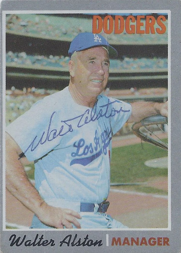 1970 Topps - Walter Alston #242 (Manager) (Baseball Hall of Fame 1983) (b. 1 Dec 1911 - d. 1 Oct 1984 at age 72) - Autographed Baseball Card (Los Angeles Dodgers)