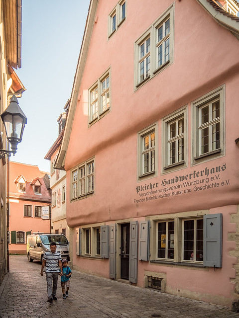 The 16th century Pleicher Handwerkerhaus, the oldest preserved residential house in Wurzburg, Germany