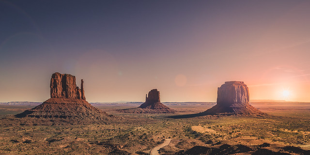 Sunrise over monument valley