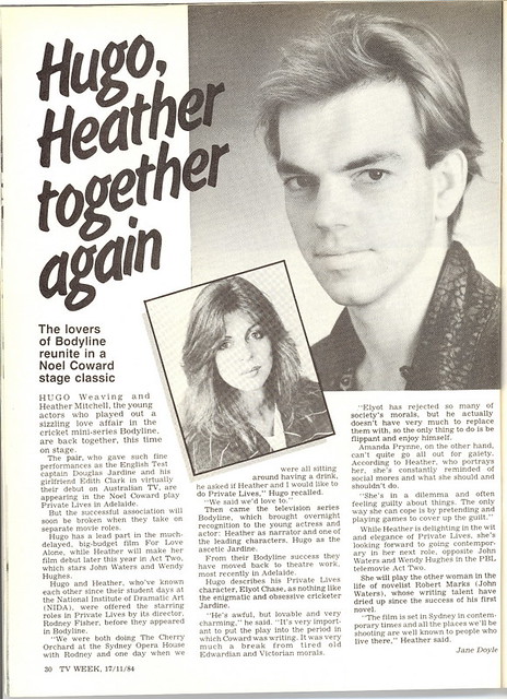 TVWeek1984(Hugo and Heather Mitchell), Hugo Weaving update …