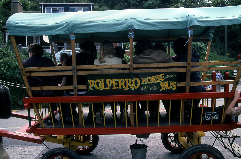 cornwall - polperro horse bus broadside summer 81 NP