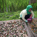Woman with oil palm fruits