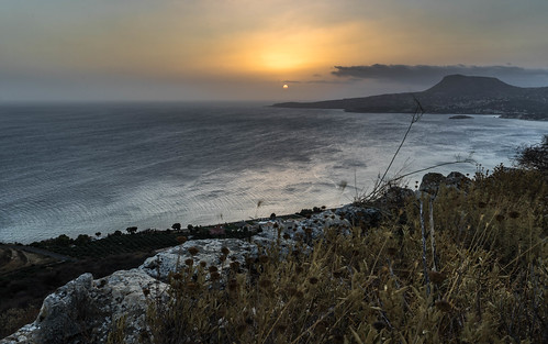 crete soudabay coast dawn headland landscape morning newday sea sunrise wind windblown water nature