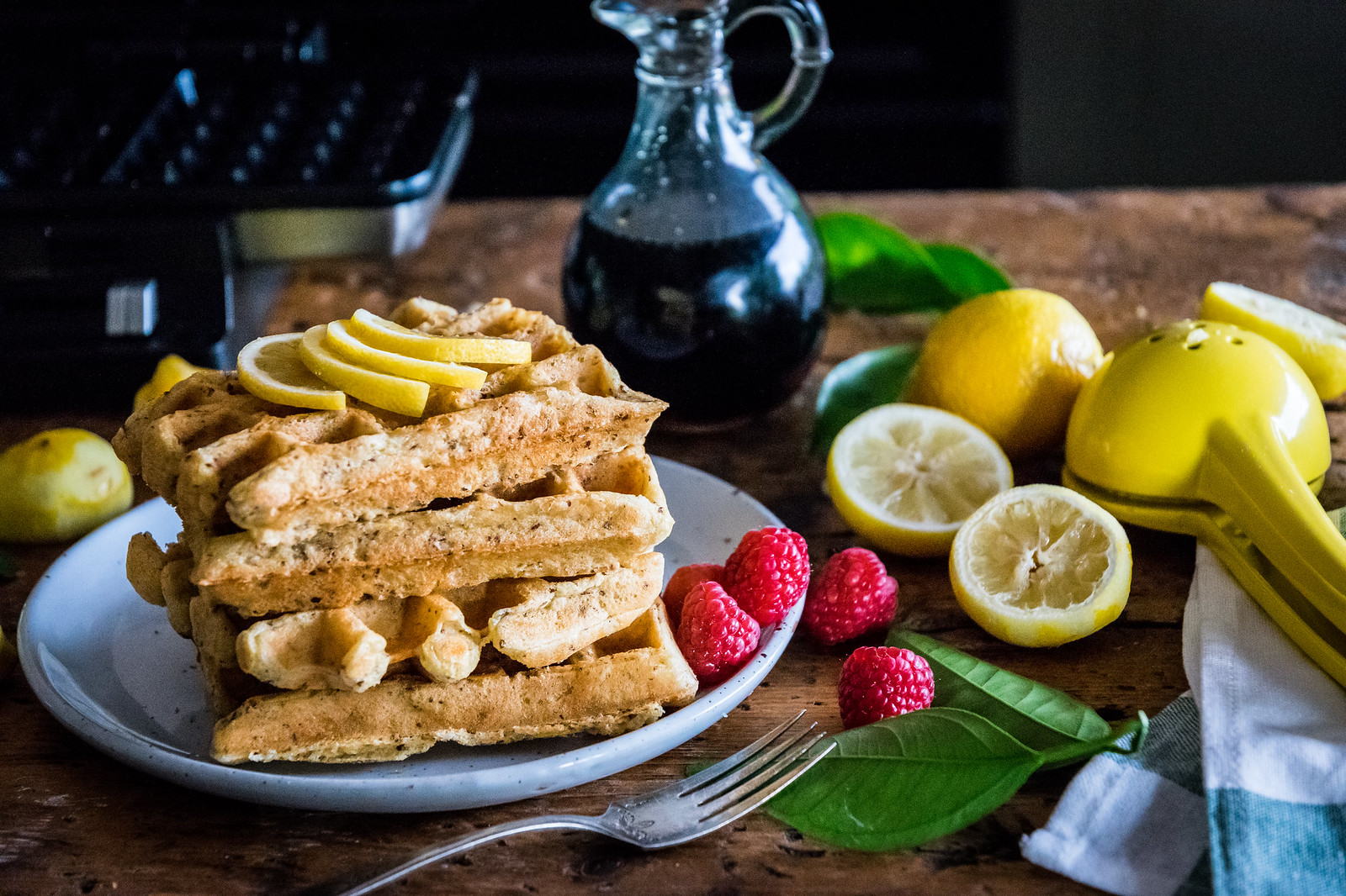 lucia's vegan lemon waffles