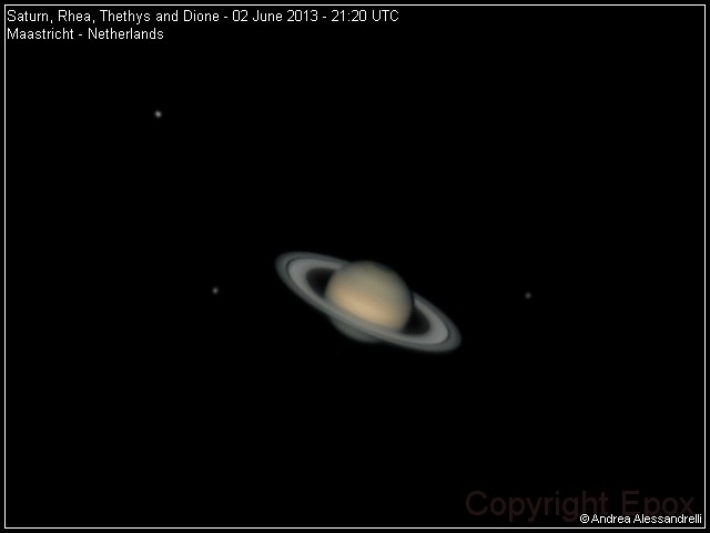 Saturn, Rhea, Tethys and Dione - 02 June 2013