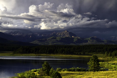 mountains landscape stormclouds travel trees therockymountains colorado lake clouds peaks summer sunset