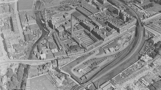 An arial view of the ex-Caledonian Railway Leith New Lines showing the Goods Yard at Rosebank
