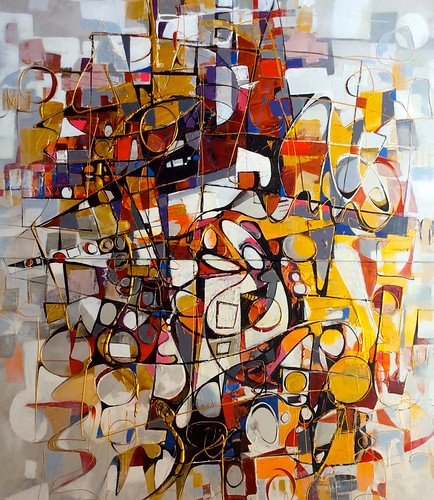 Crowded angular figures in warm geometric blocks