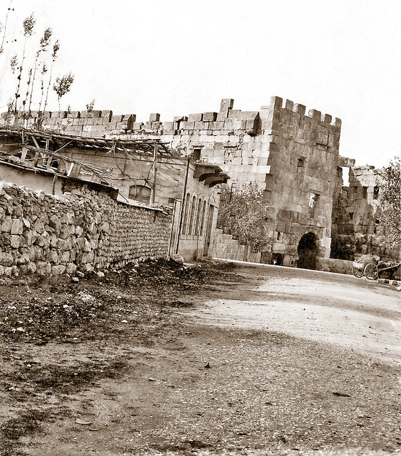 November 1942 - Fortified gate entrance into the ancient & historic ruins at Baalbek, Syria (now North Lebanon)