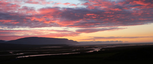 iceland sunset hofsstaðir mountain fjord estuary