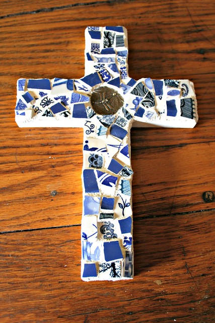 Blue and white cross