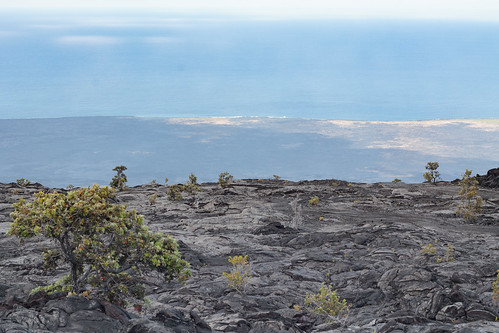 haze rock lavaflow kilaueavolcano plants pacificocean geology cliffs holeipali hawaiʻivolcanoesnationalpark chainofcratersroad lavafields lava hawaiivolcanoesnationalpark hōleipali shore