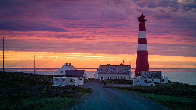 Sunset at Slettnes fyr (lighthouse)