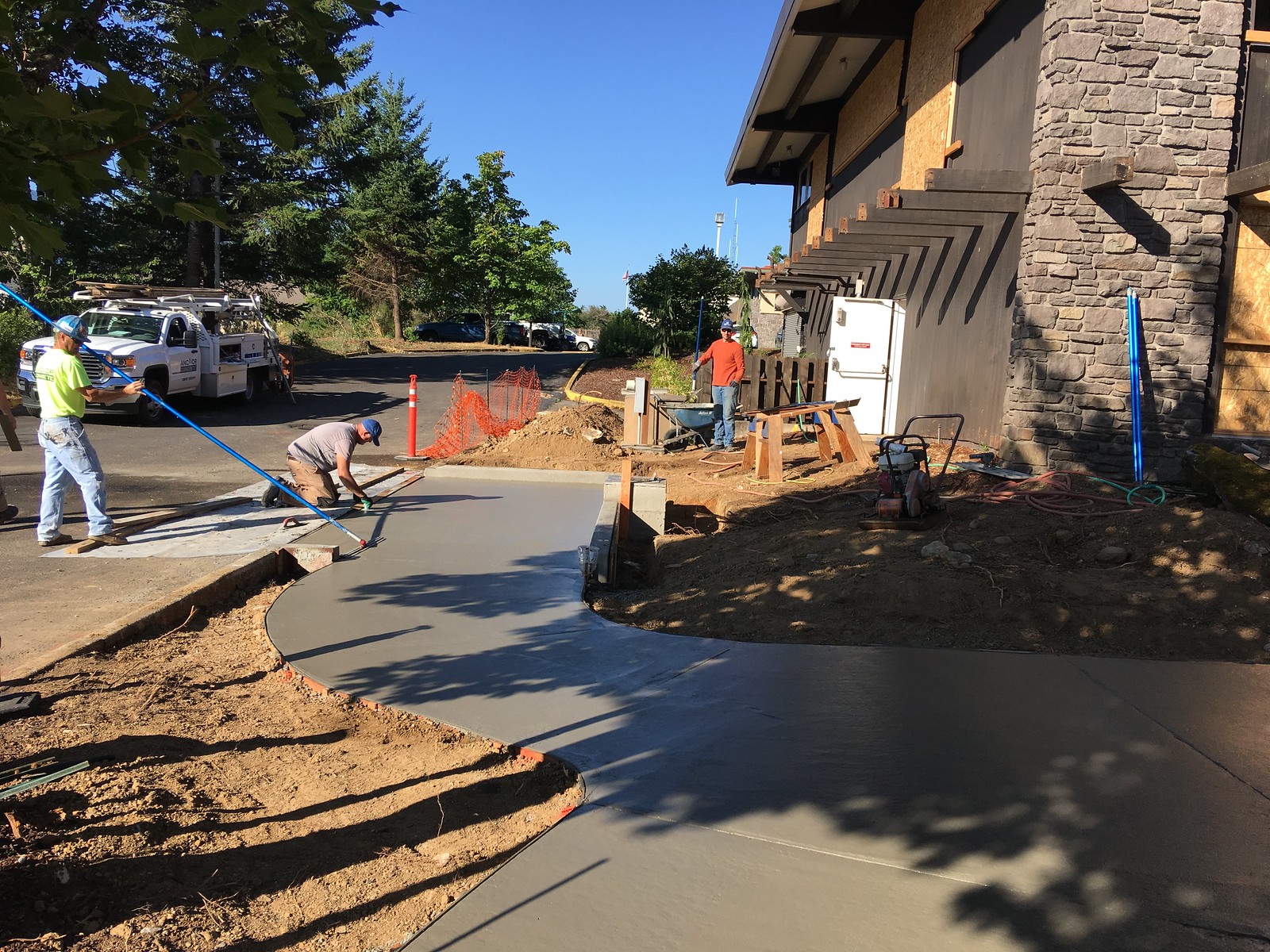 August 16, 2017--Finishing up the new walkway at Stevenson Community Library