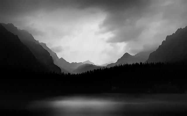 Dark, cloudy lake in the Tatras moutains