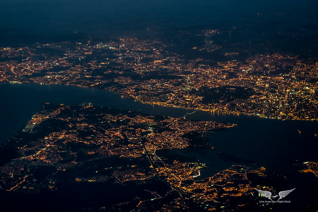 Lisbon aerial view at night